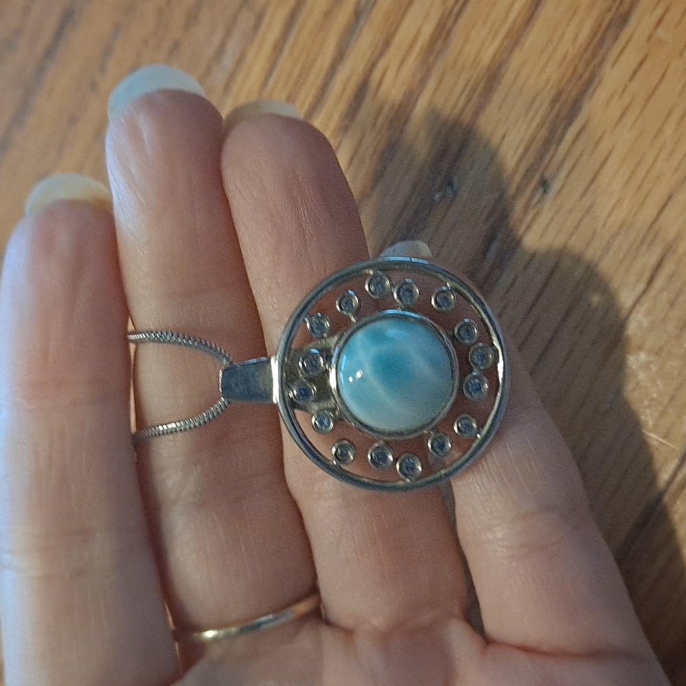 Marahlago Larimar Sterling Zion Necklace w Spinel - Picture 3 of 9